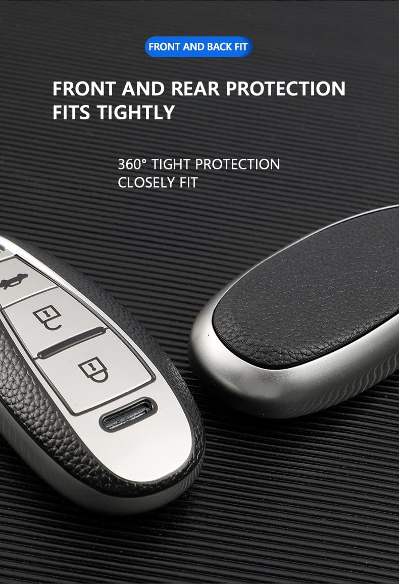 HIBEYO TPU Car Key Fob Cover with Keychain fits for Suzuki Swift Vitara Grand Ii Sx4 Baleno Kizashi Jimny Ignis Car Key Case Cover Jacket Leather Texture Smart Remote Car Key Holder 2 Button Silver
