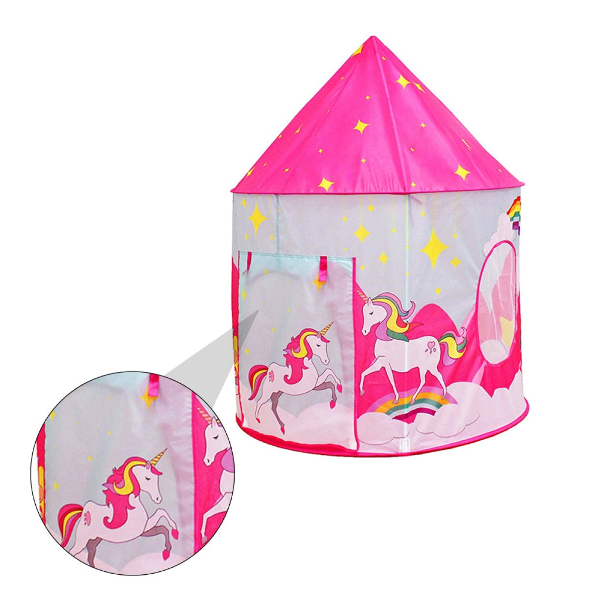 YARNOW Gioco Portatile per Bambini Unicorno Rosa Poliestere Traspirante per Giardino o Parco, Casetta Gioco Pieghevole per Bimbi