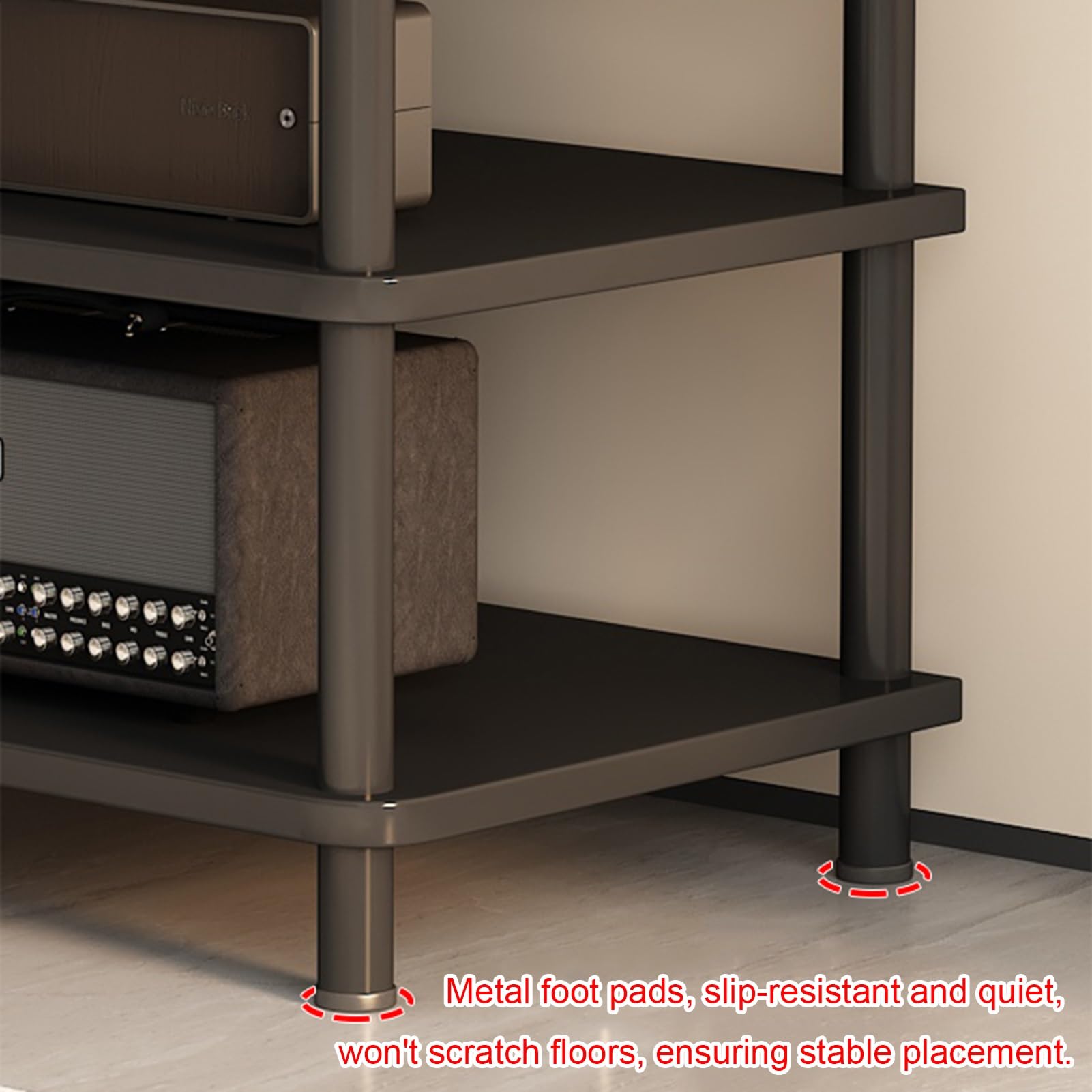 Supporto multimediale AV a 2/3/4 livelli con lettore CD, impianto stereo, autoportante/mobile, con ripiani in legno regolabili in altezza per casa/ufficio/home cinema (legno di noce chiaro, 3 livelli)