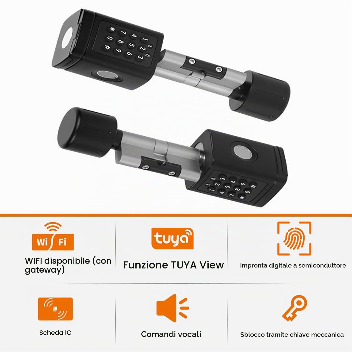 Serratura Smart Porta Blindata,Serratura Smart con Wifi,Password,Scheda RFID,Bluetooth,APP Serratura Della Portone per Spessori Della Porta 50-100mm,Srratura Portone Blindata Facile da Installare