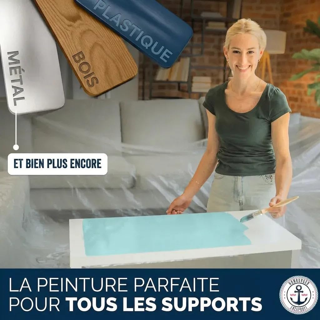 Peinture meuble satiné bleu saphir RAL 5003 bleu Laque pour meubles sans ponçage pour bois et métal - Intérieur & Extérieur (1 L) Hamburger Lack-Profi