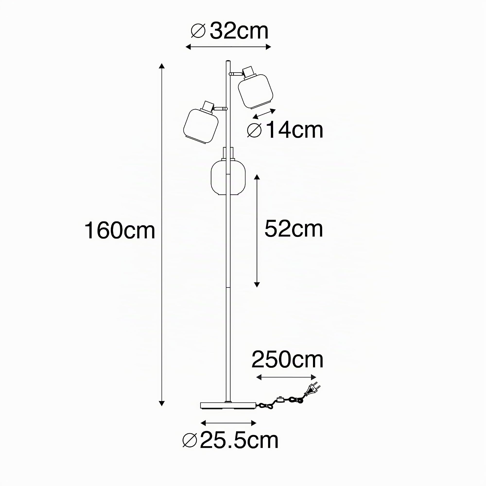 Qazqa zuzanna - Lampada da terra Moderno - 3 luce - Ø 32 cm - Grigio - Moderno - Soggiorno I Camera da letto I Sala da Pranzo I Cucina