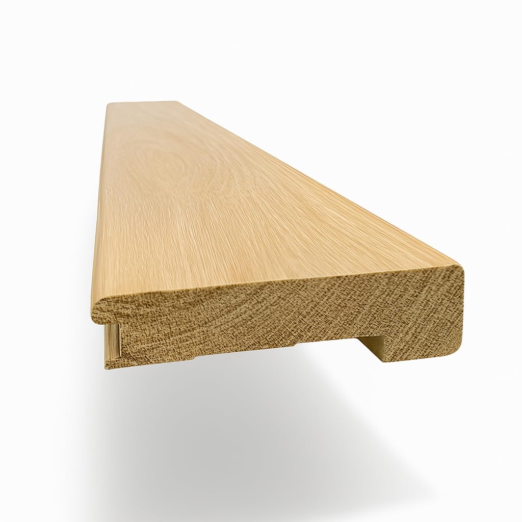 European White Oak Stair Nosing for 1/2" Flooring Thickness, Unfinished, Square Front, 4' Length