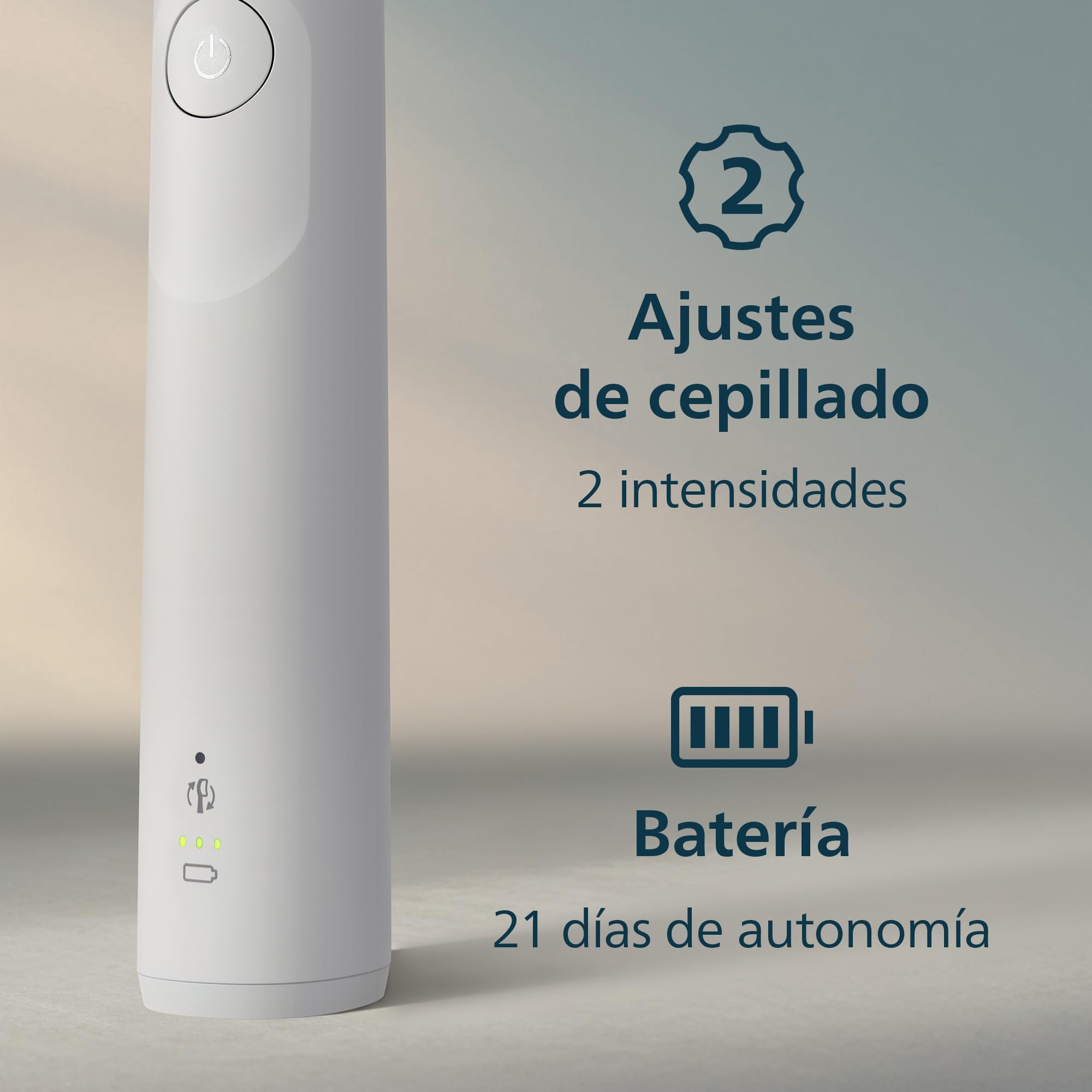 Philips Sonicare 5300 cepillo dental eléctrico, sónico con 2 niveles de intensidad, alerta de presión, EasyStart, SmarTimer y BrushPacer, blanco, modelo HX7108/04 [Nueva Tecnología]