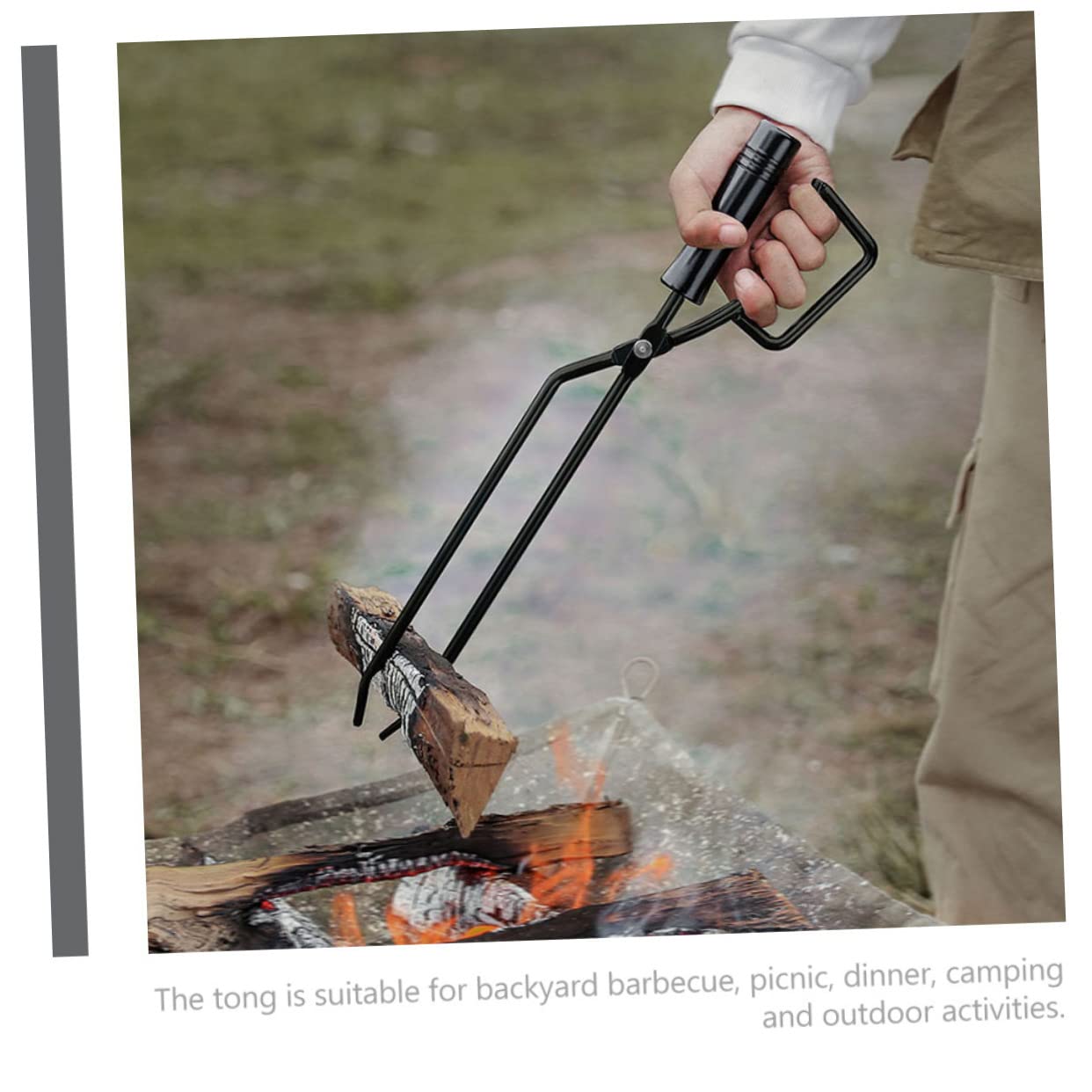 GALPADA Pinza Allungata per Barbecue da Campeggio con Manico in Legno ad Attrito per Presa Salda