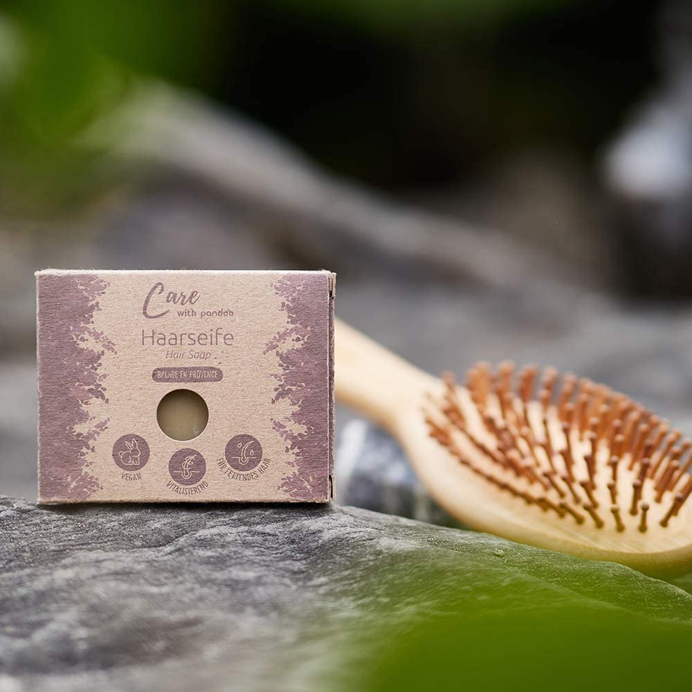 pandoo Haarseife Balade en Provence 100g | Natürliche Inhaltsstoffe, Vegan & Plastikfrei | Festes Shampoo für Männer und Frauen | 4 Stück