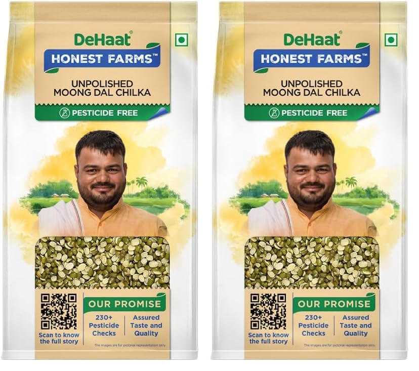 Image of DeHaat Honest Farms Pesticide Free Unpolished Moong Dal Chilka 1 KG (Pack of 2)