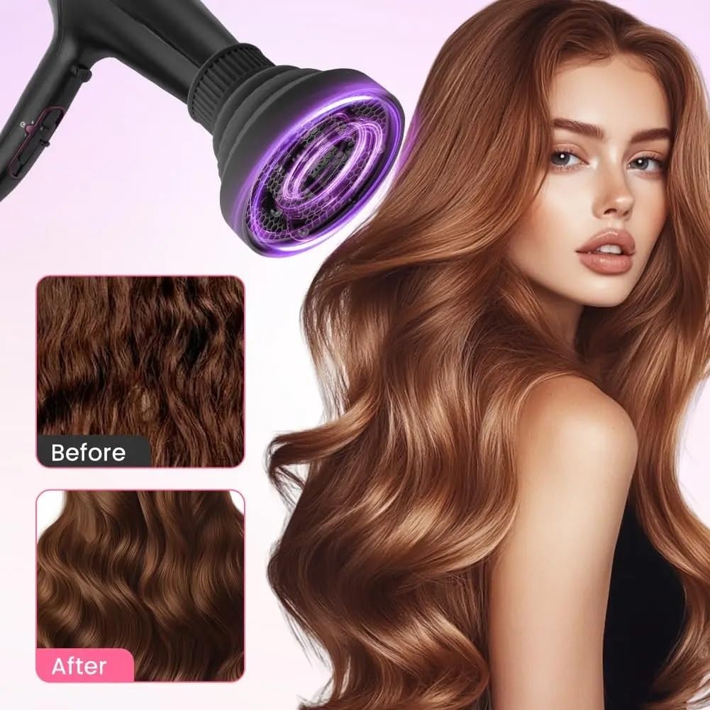 Difusor Universal Plegable del secador de Pelo del silicón | El difusor de silicona elástica se adapta a la mayoría de los sopladores domésticos.(2pc-chuitool)