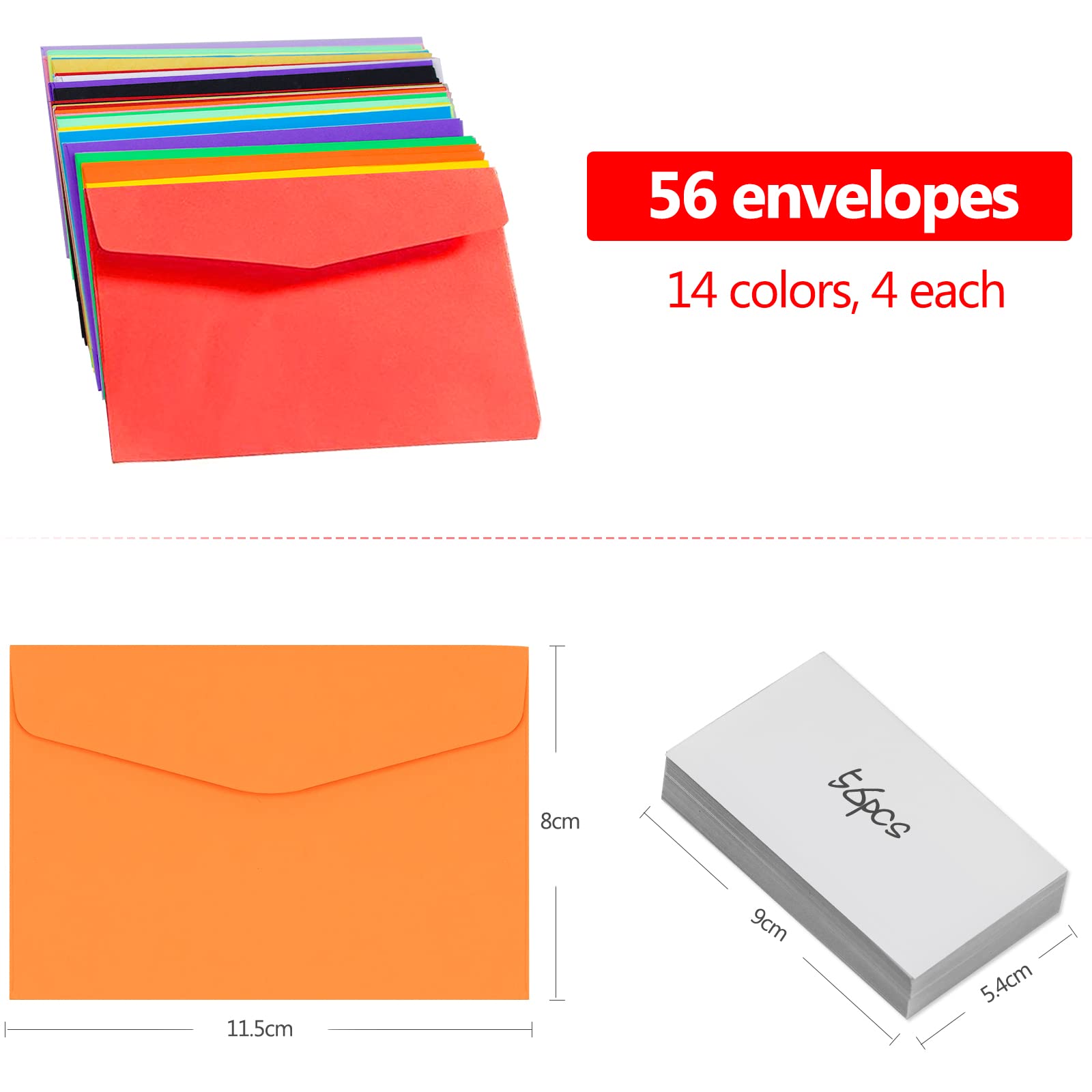 60 Buste Colorate Con Buste E Biglietti: 6 Colori, Formato 110x160 Mm, Colla Umida, Carta 110 E 240 G/m², Per Inviti E Biglietti Fai-da-te