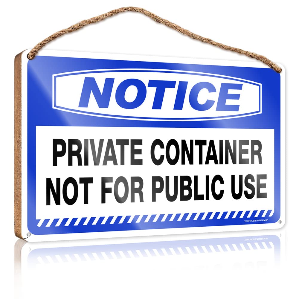 DTHA Bathroom Wood Hanging Sign Notice Private Container Not For Public Use Wooden Sign Outdoor Signs For Porch Front Door Decor(23X35CM)