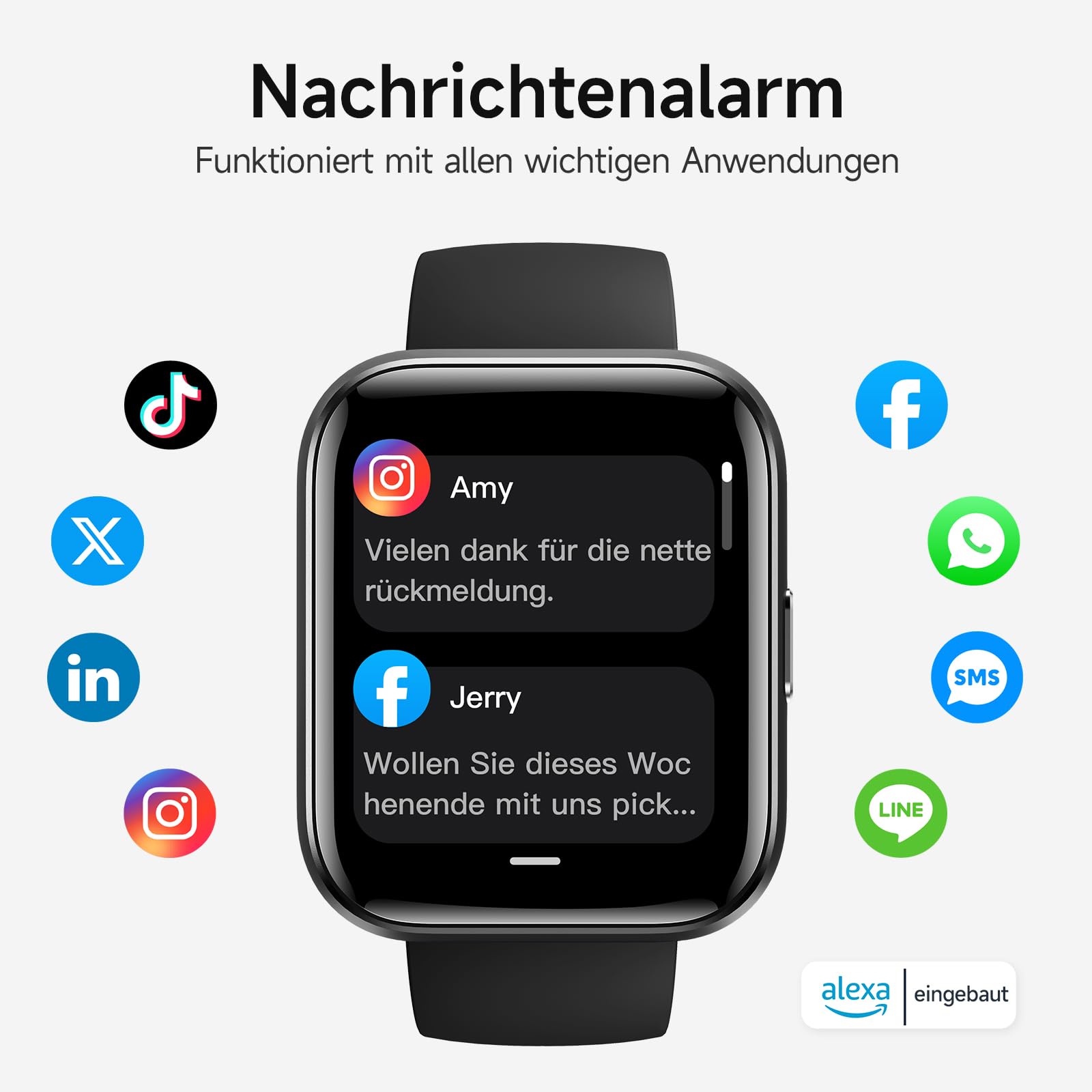 Woneligo Smartwatch Herren Damen, Smart Watch mit Telefonfunktion Alexa, Fitnessuhr mit Herzfrequenz Schlaf SpO2 Schrittzähler 110 Sportmodi IP68 wasserdichte, Sportuhr für iOS Android
