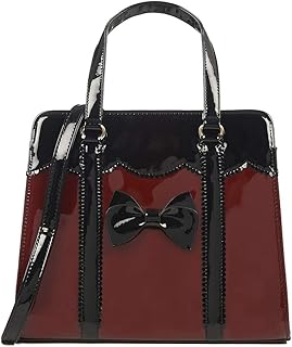 Borsa a mano in ecopelle laccata con fiocco, stile vintage chic