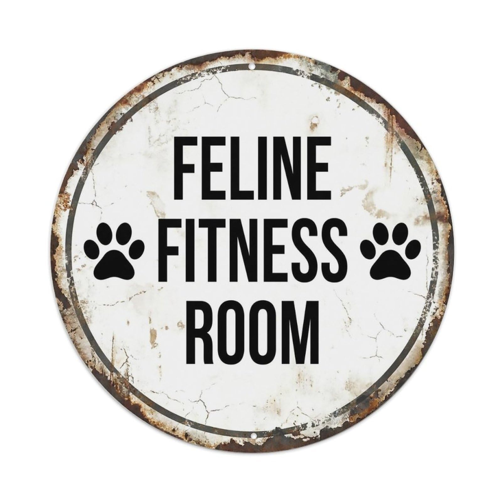 Vintage Feline Fitness Room Decor Metal Tin Sign