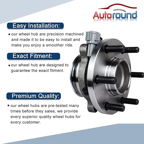 Miniatura 5 de Autoround 515064 2WD buje de rueda delantera y conjunto de cojinetes de repuesto para Nissan Frontier 2005-2018Pathfinder 05-12Xterra 05-15, Suzuki