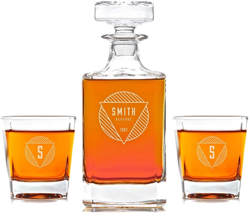 Buy Swanky Badger Personalized Whiskey Decanter & Whiskey Glasses Set