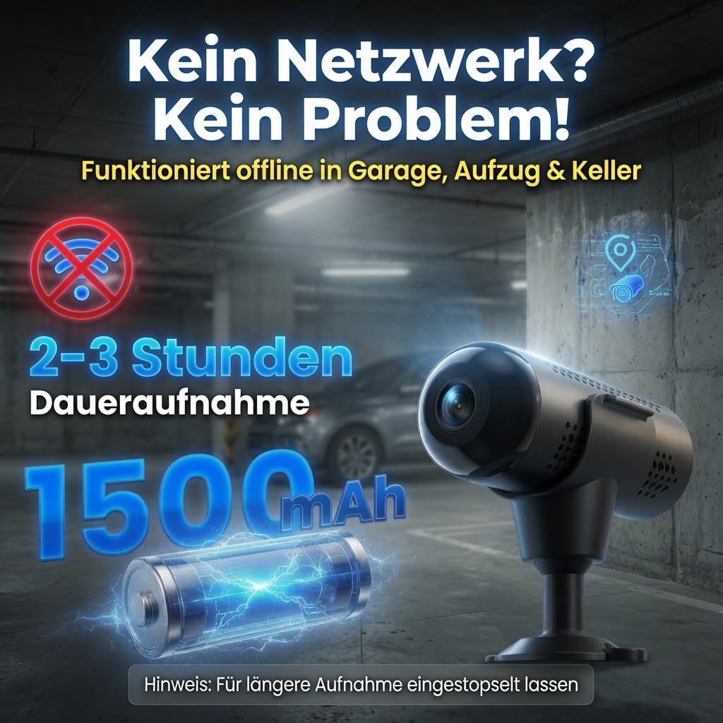 Mini Kamera 5G WLAN, Überwachungskamera mit Kostenlosem Cloud-Speicher, Offline-Aufnahme auf SD-Karte, Kabellose Kamera mit Akku, Nachtsicht & Bewegungserkennung
