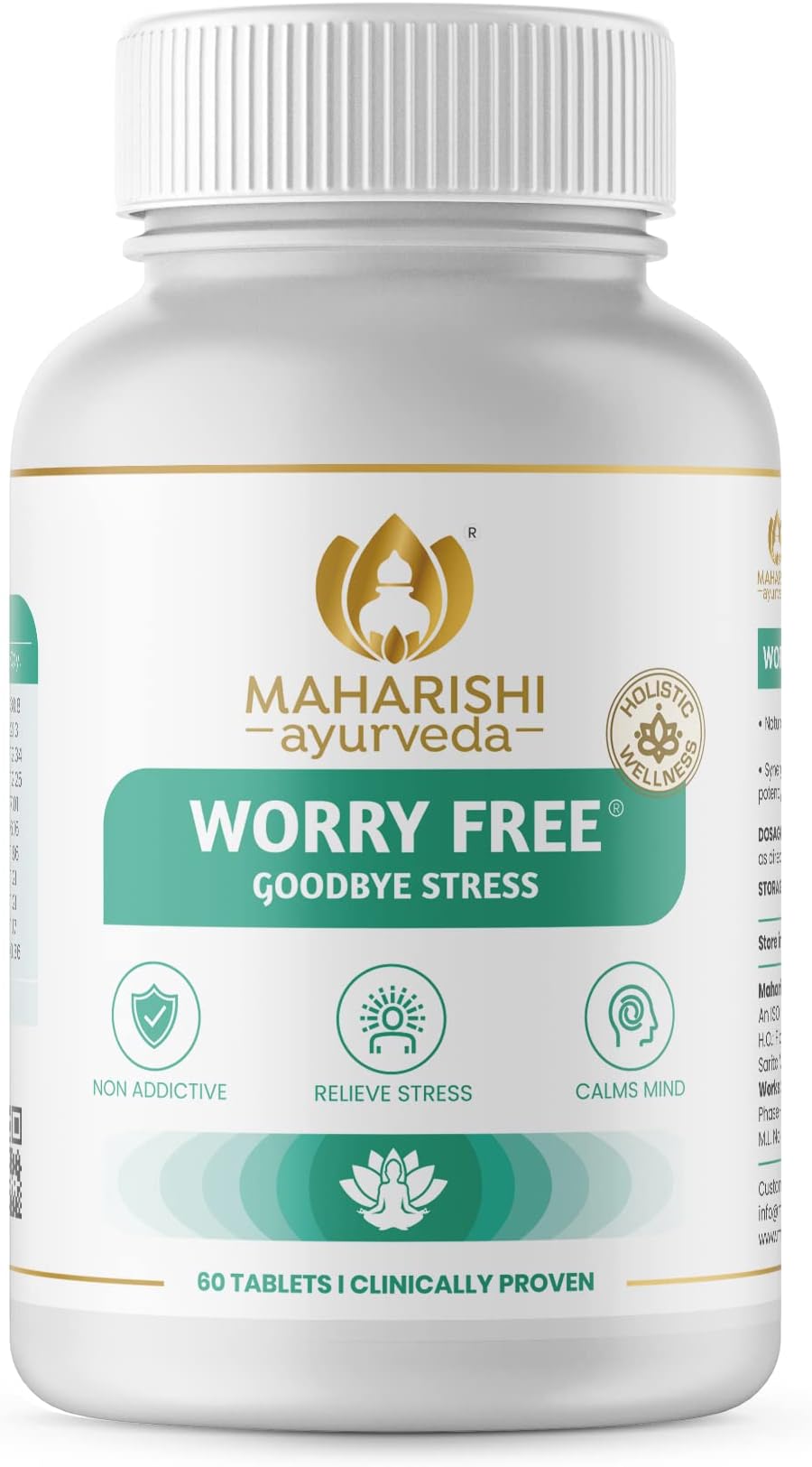 Maharishi Ayurveda Ashwagandha Worry Free Ayurvedic Tablets, Help Keeps The Mind And Body Calm And Relaxed Non Addictive By Maharishi Ayurveda 60 Tablets Pack Of 1