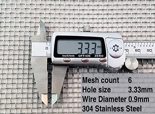 3.33mm Hole Size - Stainless Steel 304L - Cut Size: 15cm x 15cm - 6 Mesh Count - Woven Wire Mesh - By Inoxia
