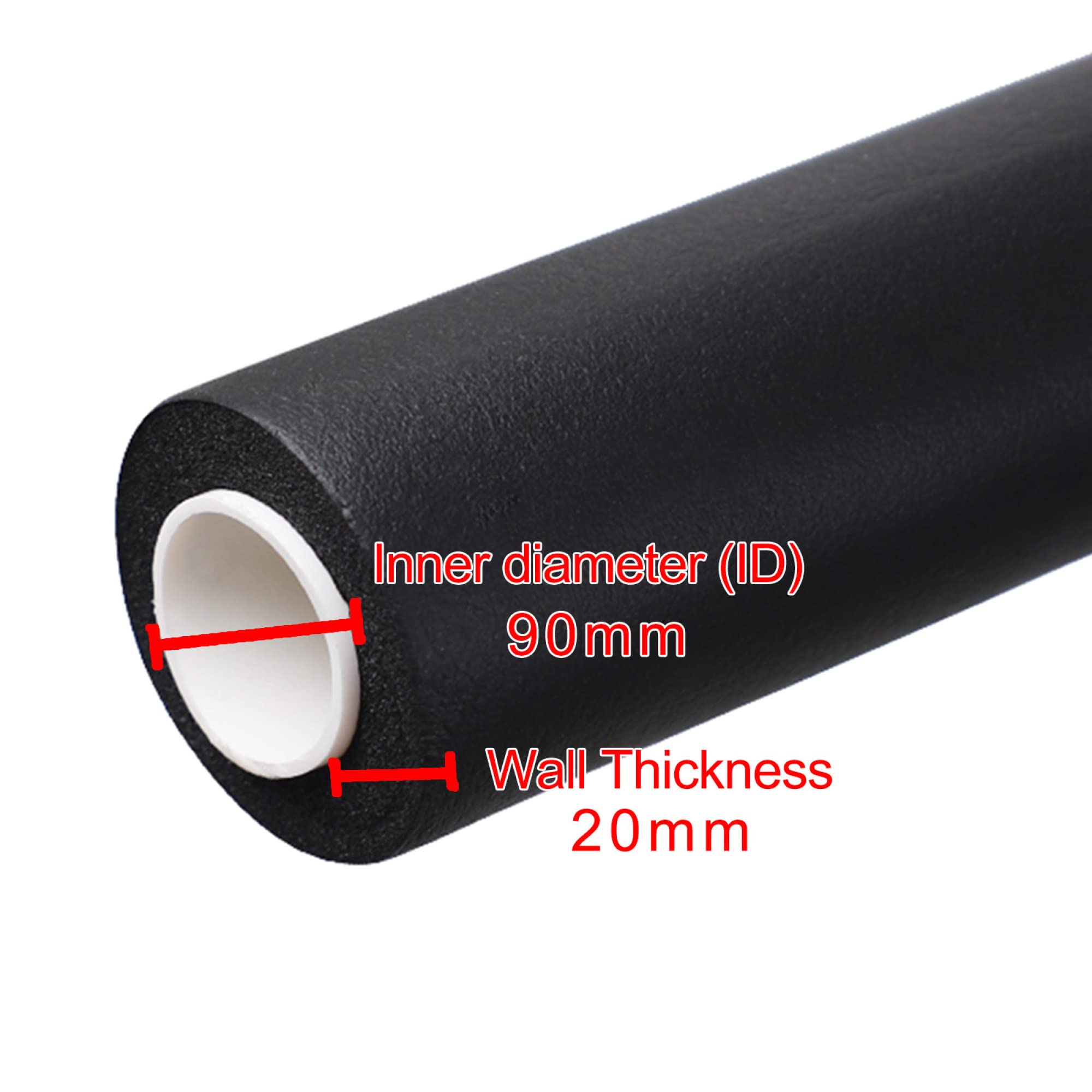Isolierung Heizungsrohre Rohrisolierung Gummirohrisolierung, Wandstärke 20mm Witterungsbeständig Für Rohrisolierung Außen/Length 1.8m / ID 90mm
