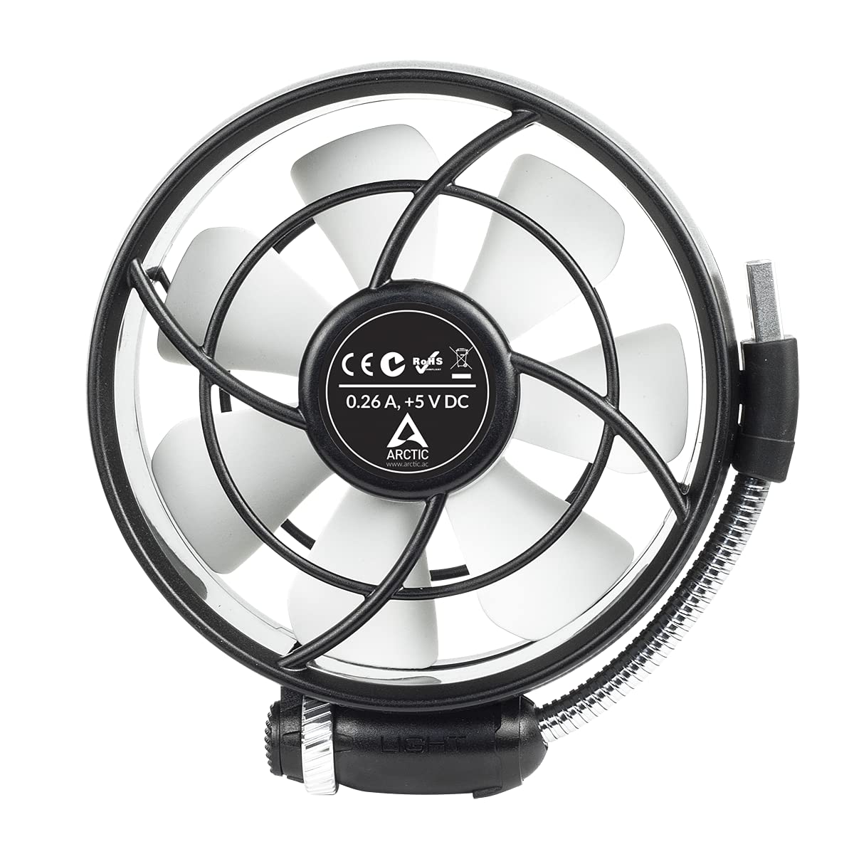 ARCTIC Summair Light – mobilny wentylator USB na biurko, wentylator stołowy/wentylator stojący, niski poziom hałasu, 900 – 2100 obr./min, kolor czarny