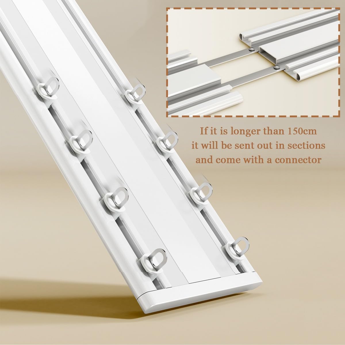 Barre de douche incurvée à double rail ultra fine pour séparateur de pièce – Blanc 900 cm (6 x 150 cm) – Parfait pour salles de bains et espaces