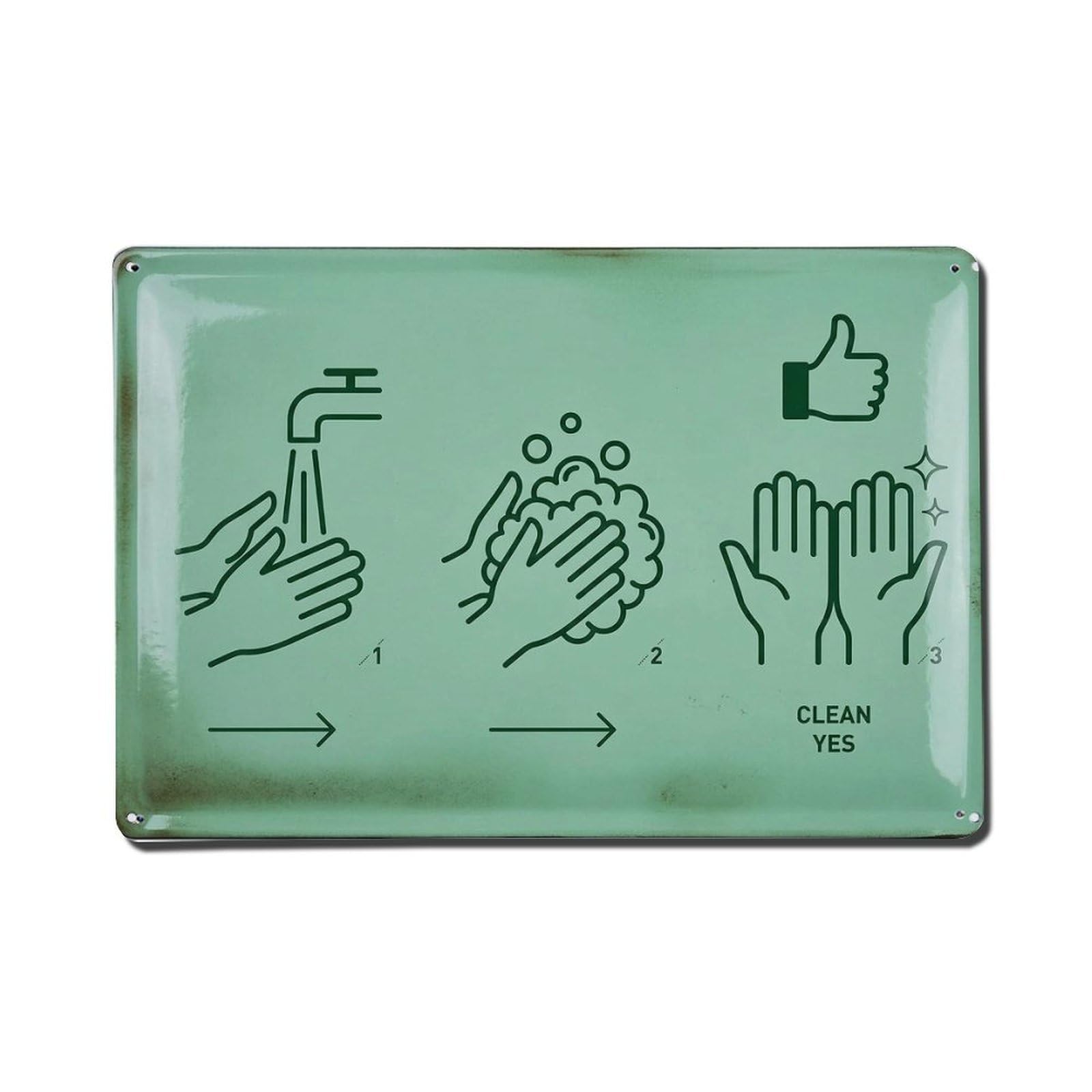 Hand Washing Steps Hygiene 1 Vintage Metal Tin Sign Plaque Wall Decor for Cafe, Club, Garden Metal Poster 8x12Inch