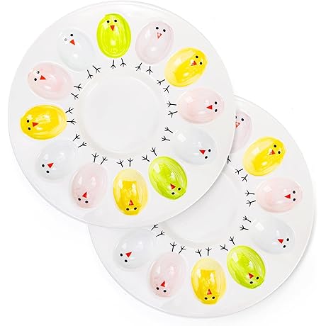 Ceramic Deviled Egg Platter [2 Pack], Holiday Themed