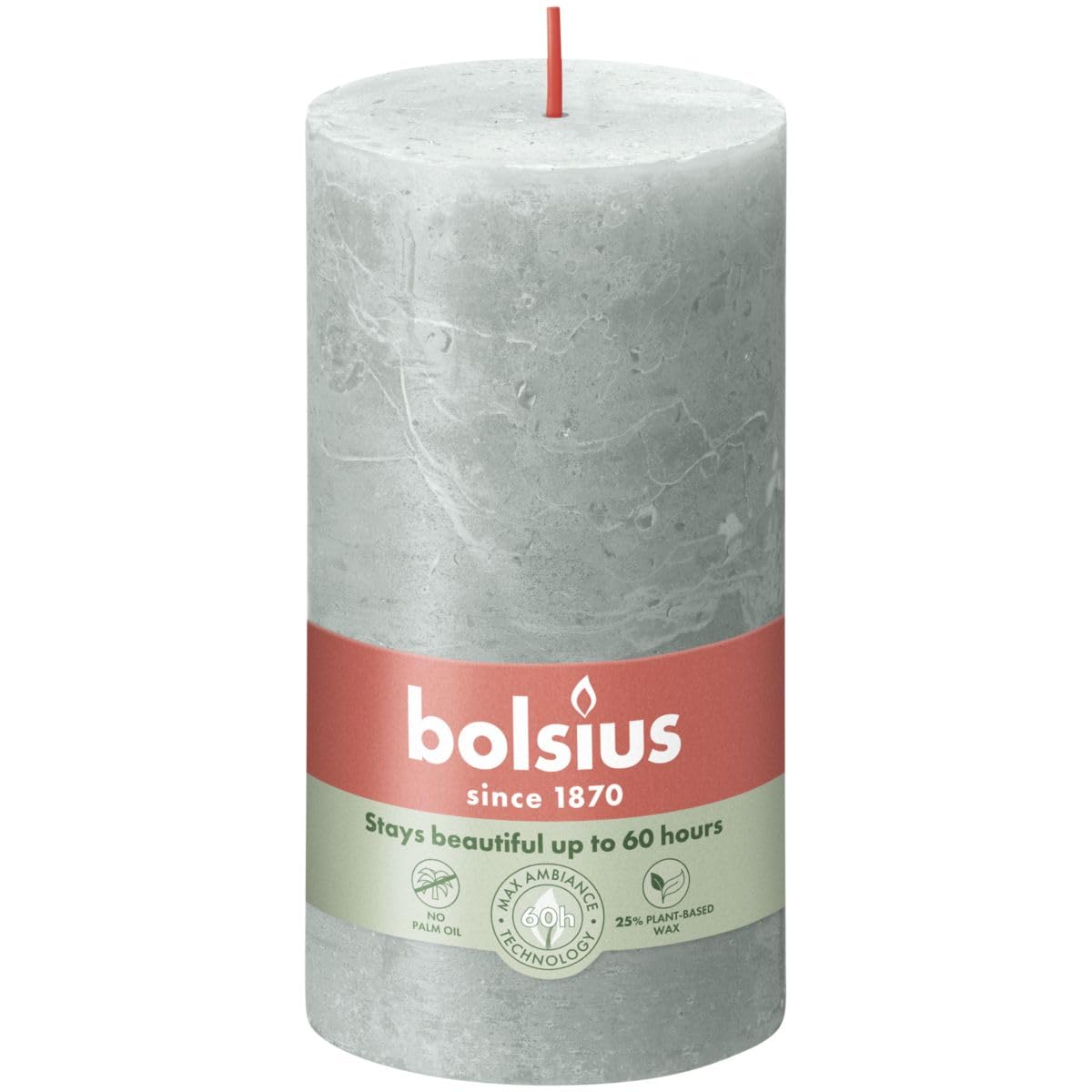 BOLSIUS Jade Green Rustic Shine Pillar Candle 13cm x 7cm