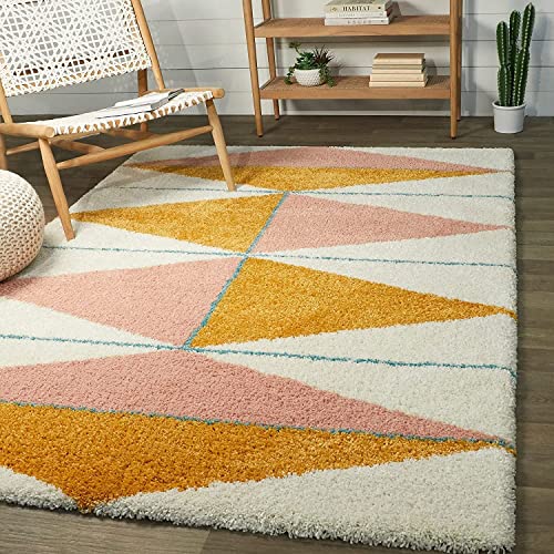 Image of Soft Modern Shag Area Rugs Fluffy Living Room Carpet Comfy Bedroom Home Decorate Floor Kids Playing Mat Size 7x7 Feet Round Color Multi B1