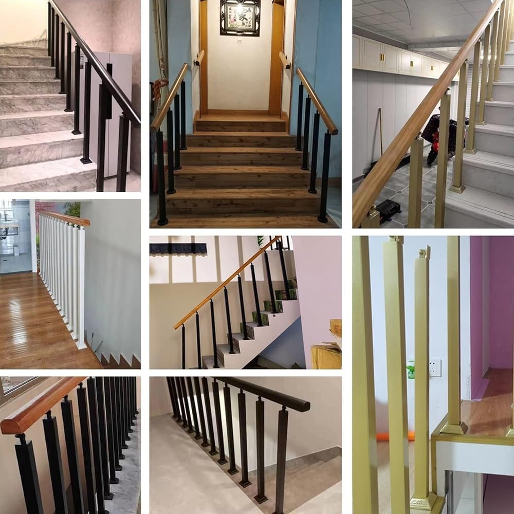Zestaw czarnych żelaznych balustrad schodowych do schodów wewnętrznych 2-pak 90 cm idealny na balkony, patio, tarasy i dekoracje zewnętrzne