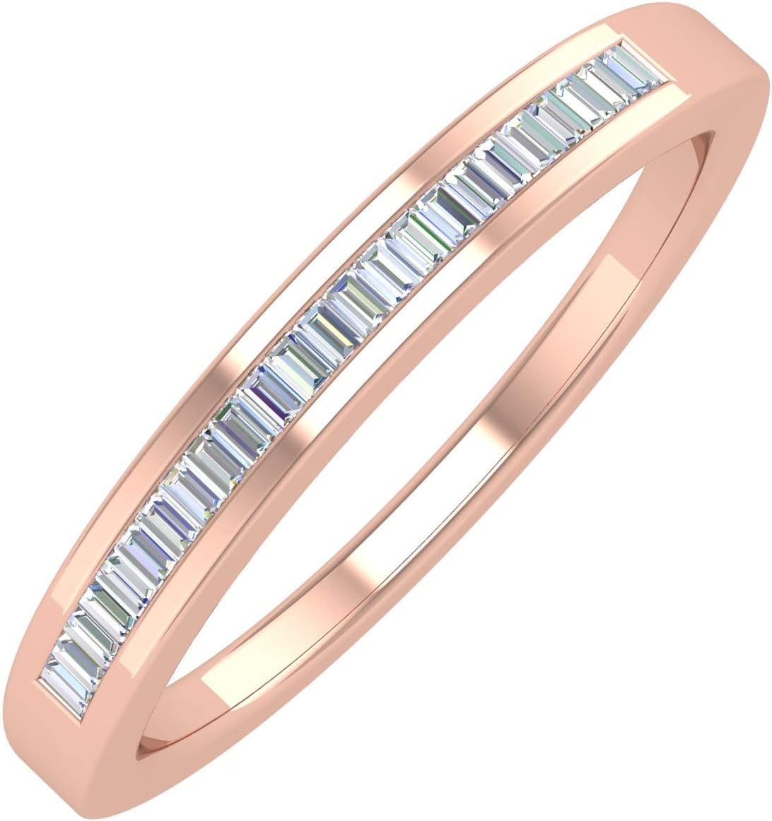 FINEROCK 14K Gold Classic Channel Set Baguette Diamond