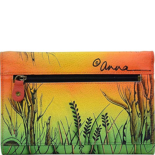 Anna by Anuschka Women's Geniune Leather Hand Painted Large Three Fold Checkbook Clutch Wallet3