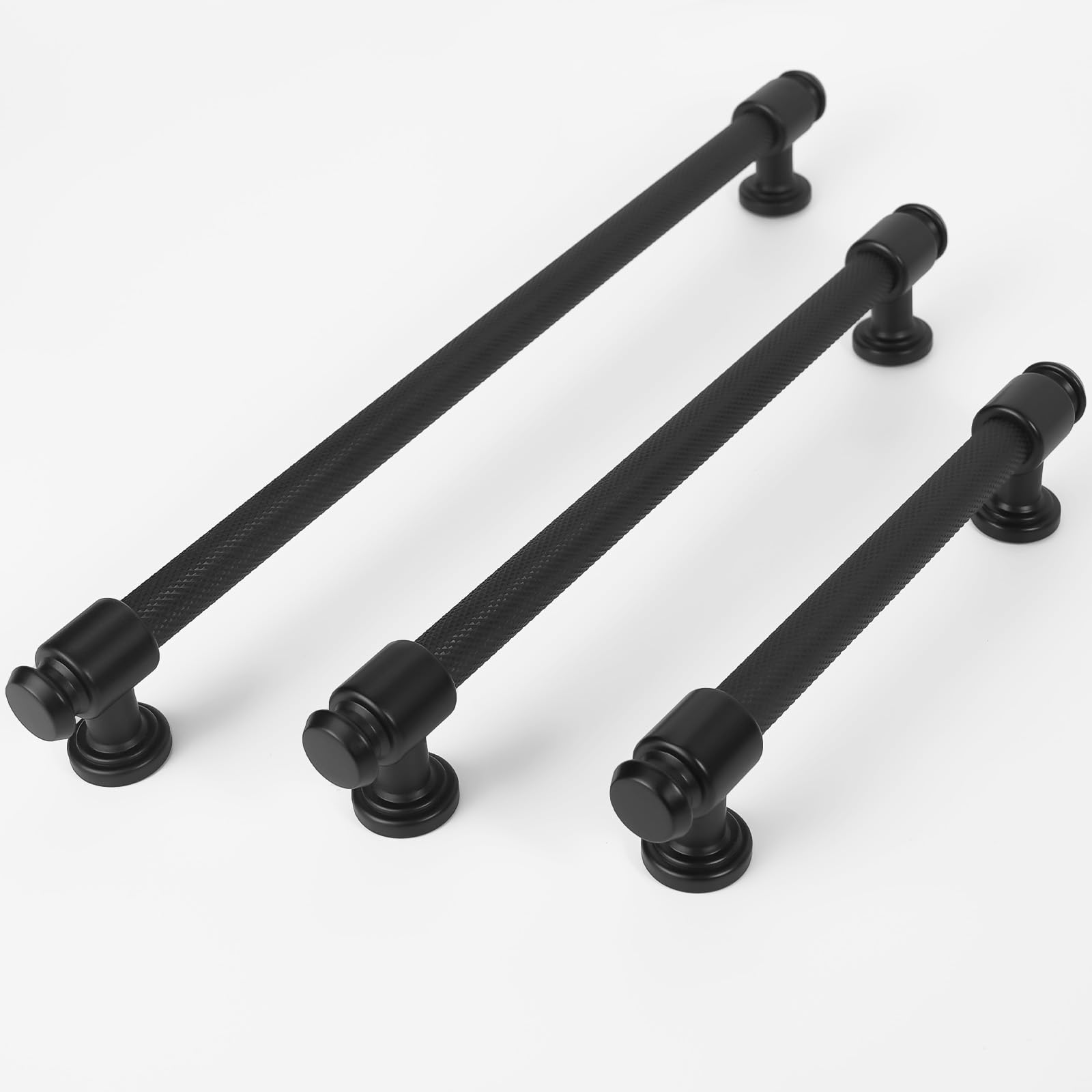 Schrankgriffe und Schubladengriffe, mattschwarz, 320 mm, Schwarz, 6 Stück