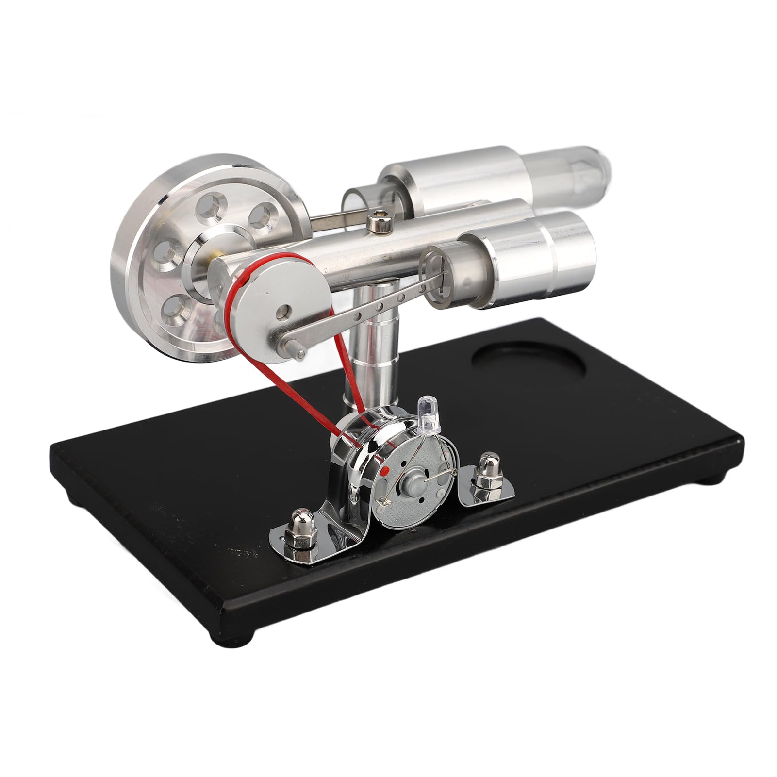 Stirlingmotor-Modellbausatz, Lernspielzeug mit Bunter LED für Wissenschaftliche Projekte, und Erwachsene, Grundplatte aus Schwarzem Kiefernholz