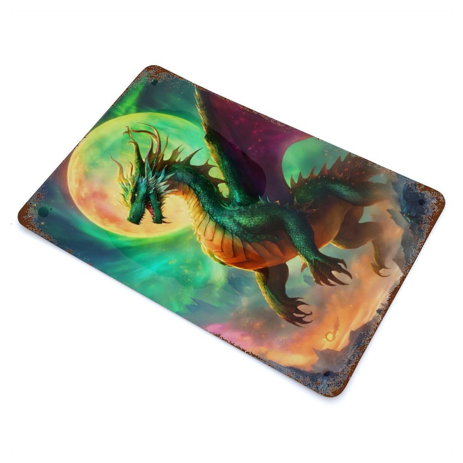 Apocalyp Fantasy Dragon Rusty Metal Tin Sign 11.8"x7.9", Ideal for Shed, Workshop And Garage Wall Decor
