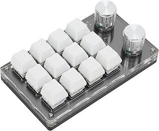 One Handed Macro Mechanical Keyboard,12 Key Multifunction DIY Programmable Keypad, Perfect for Office, Gaming, and Lab Use, Features Mechanical Keys for Enhanced Gaming Experience (Black White)