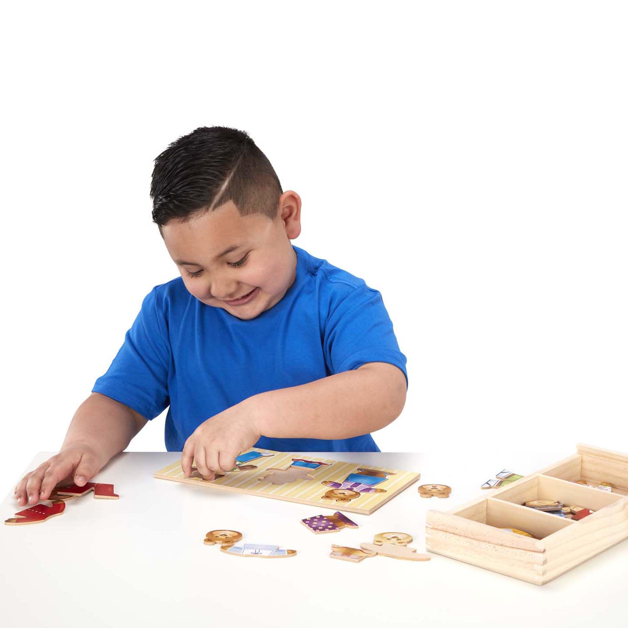 Melissa & Doug Puzzle in Legno per Bambini - Vesti la Famiglia Orsi, Giochi in Legno, Giochi Montessori Educativi, Gioco Creativo, Puzzle Grandi, Regalo per Bambini e Bambine, 3+ Anni