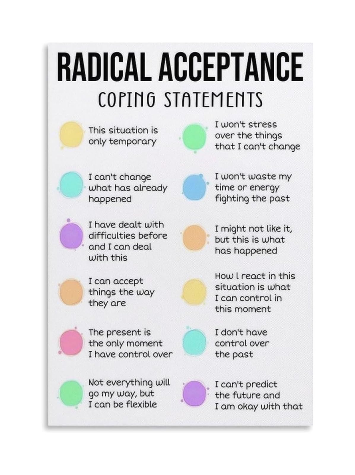 Inspirational Wall-Art for Radical Acceptance and Inner Peace Mindfulness Quote Poster Calming Decor Print for Living Room Bedroom(Framed,12X18inch(30X45cm))