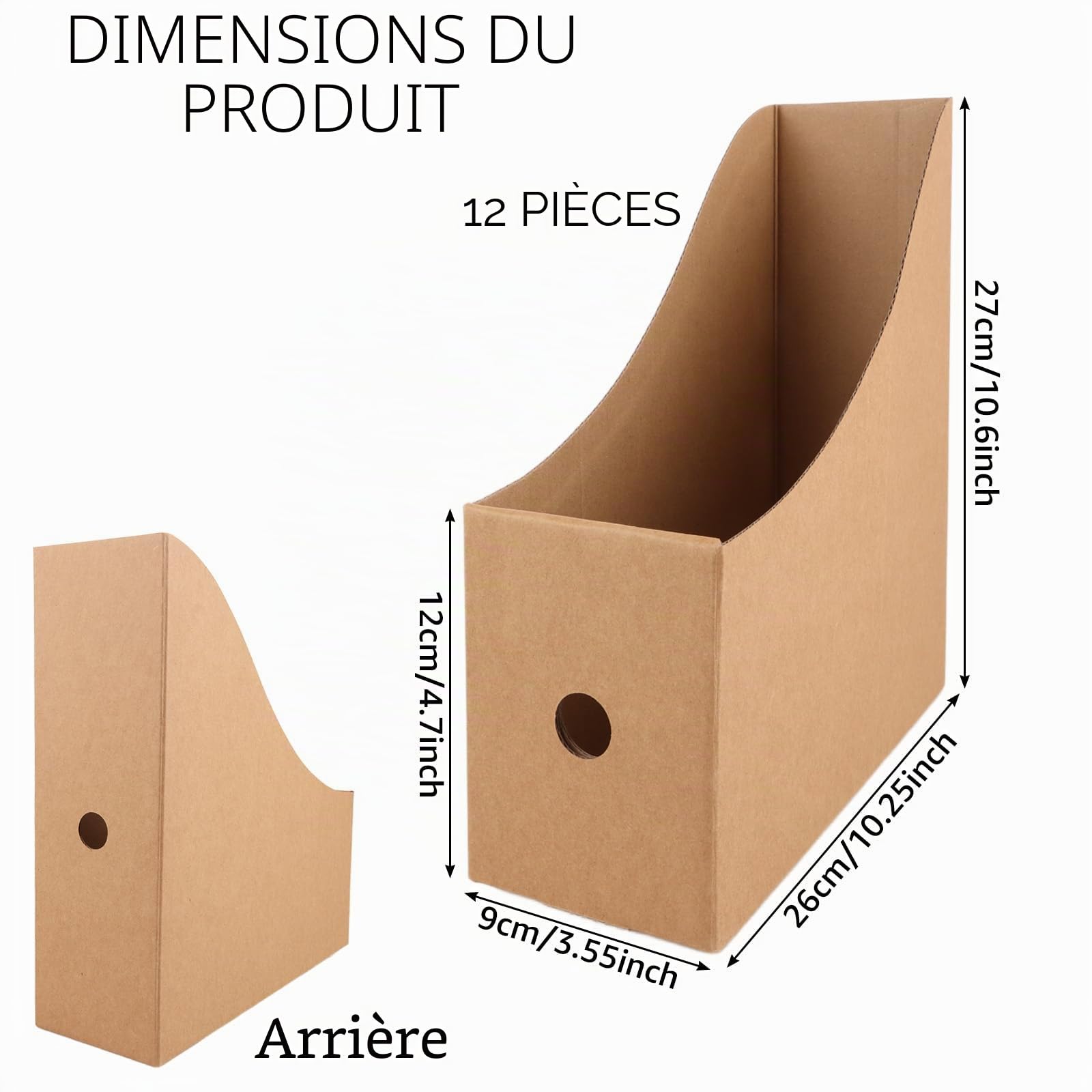 APACALI 12PCS Porte Revues en Carton A4 pour Bureau, Dortoir Scolaire, Classification Fichiers Domicile - Papier Kraft