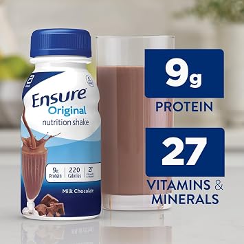 Ensure Original Nutrition Shake with 9 grams of protein, Meal Replacement Shakes, Milk Chocolate, 8 fl oz, 24 Count