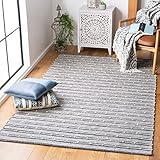 SAFAVIEH Striped Kilim Collection 6' x 9' Navy / Blue STK513N Handmade Flatweave Cotton Area Rug