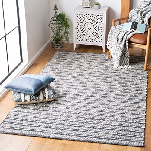 Tapete Decorativo de Algodón y Lana 5' x 8' Azul miniatura 1