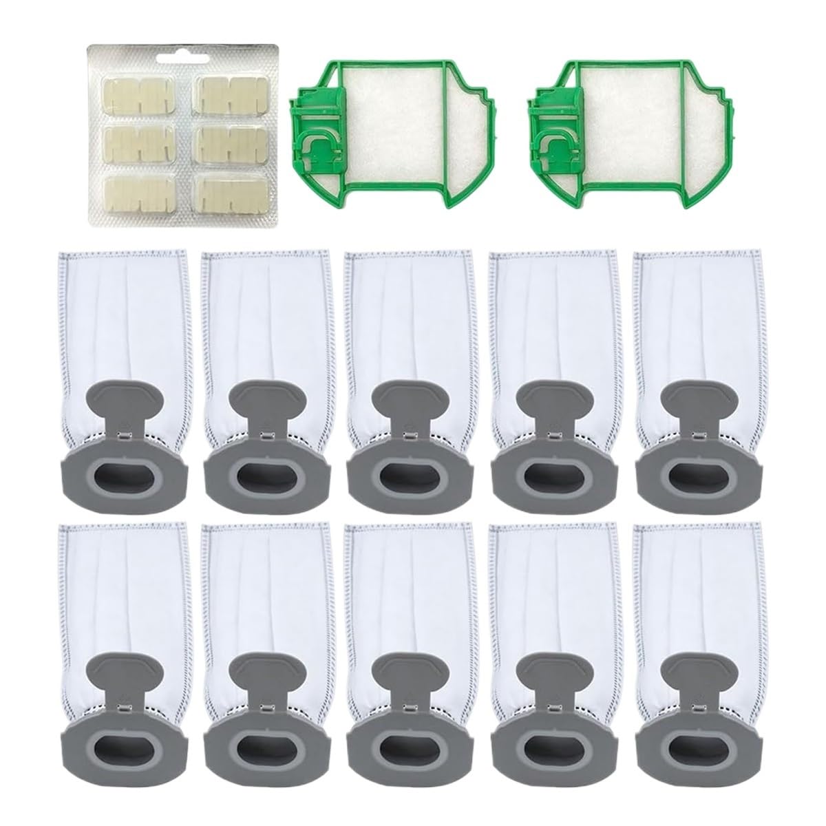 Eejinwen One Color For Vorwerk Kobold Vk7 Fp7 Cordless Vacuum Cleaner, 10 Dust Bags, 2 Pre-Filters, 1 Fragrance Tablets/Sticks.