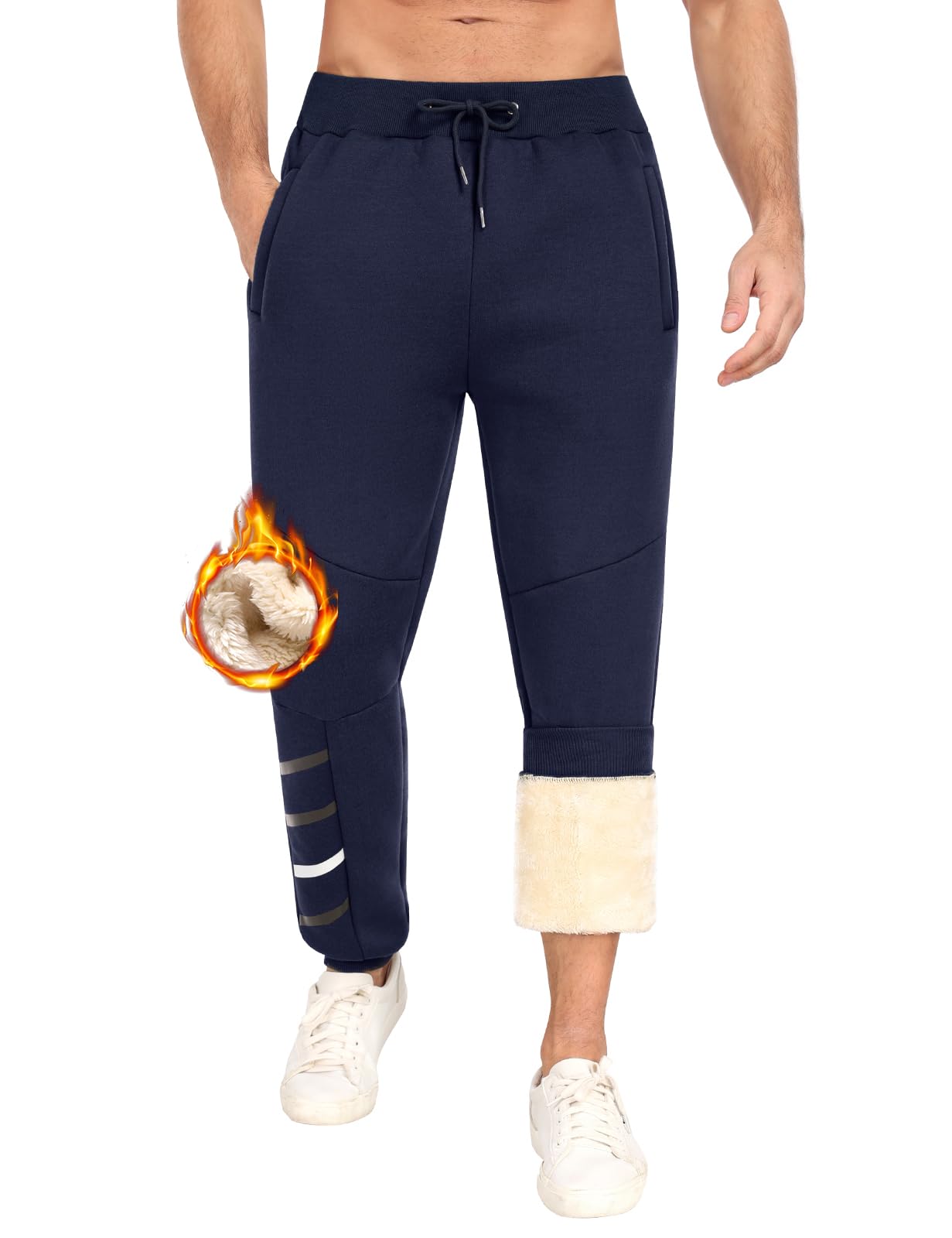 Waist Fleece Lined Tracksuit Bottoms Niwiceemens Fleece Jogging Bottoms  Sherpa Fleece Lined Jogger