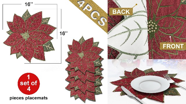Servilletas de tela OWENIE Navidad 18x18 in set de 4 miniatura 7