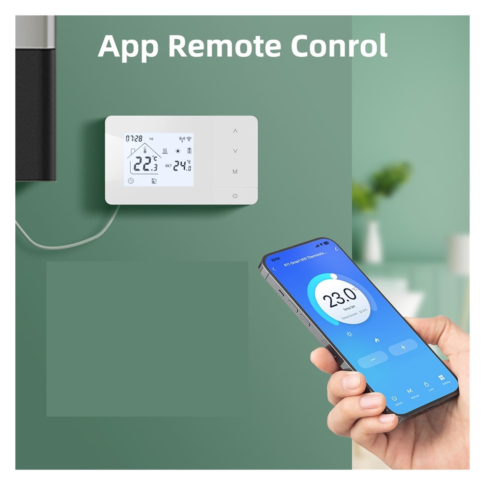 Thermostat Intelligent, Thermostat de Chauffage à Batterie, contrôleur température Chauffage/Refroidissement Wi-FI for chaudière gaz(Zwart)