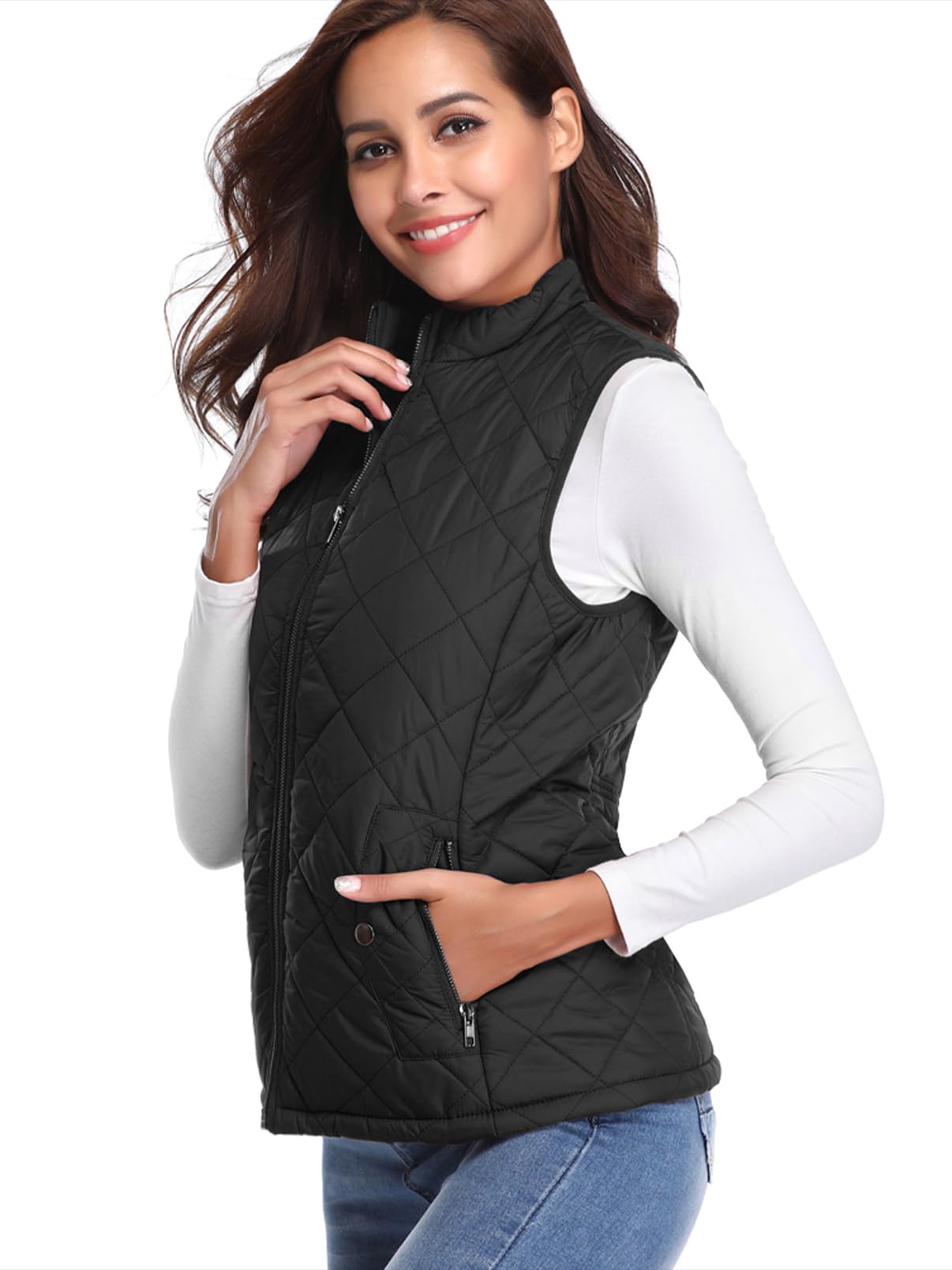 fuinloth Gilet Donna Smanicato Primaverile Autunno Invernale Panciotto Dritto Giacche Leggeri Senza Maniche Giacca