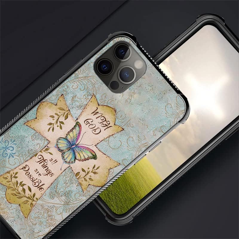 Miniatura 4 de with God All Things are Possible Butterfly Christian Cross Funda para iPhone 16 15 14 13 12 11 Pro Max Galaxy S25 S24 S23 S22 FE Ultra Plus Note 20