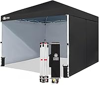 Vista 20 de CROWN SHADES Tienda de campaña comercial con toldo instantáneo comercial de 10 x 10 pulgadas con bloqueo central, tela 300D, 4 paredes laterales