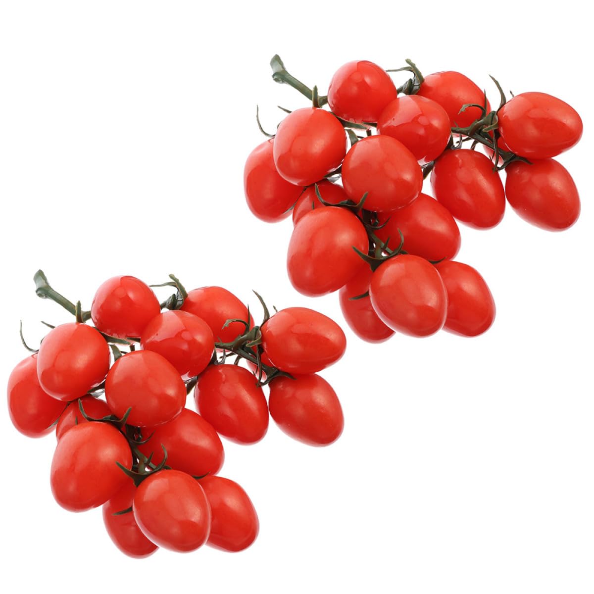 Pomodorini Finti Realistici 2 Pezzi, Grappoli di Pomodorini di Plastica Rossi Supporto, Decorazioni per Feste e Arredamento Casa, Frutta Artificiale Leggera e Riutilizzabile